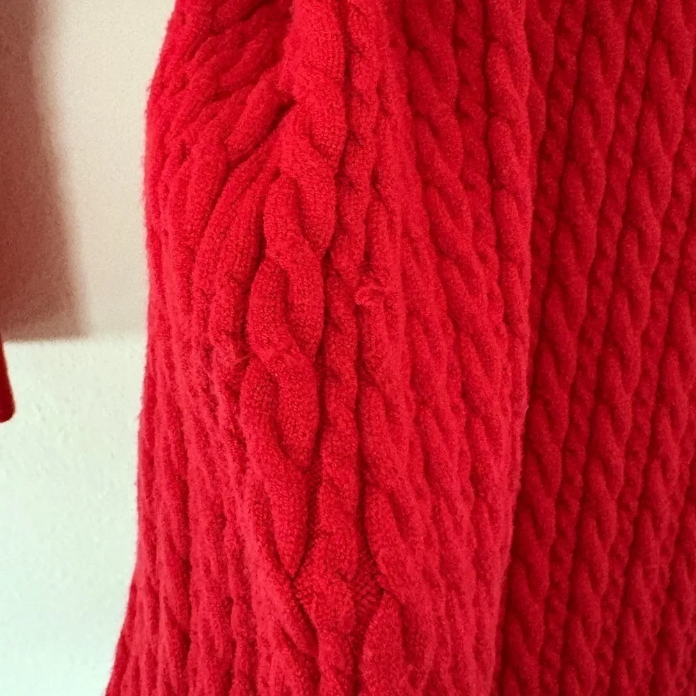 Alice + Olivia Yuna Cable Knit Mini Dress Bright Poppy Long Sleeve